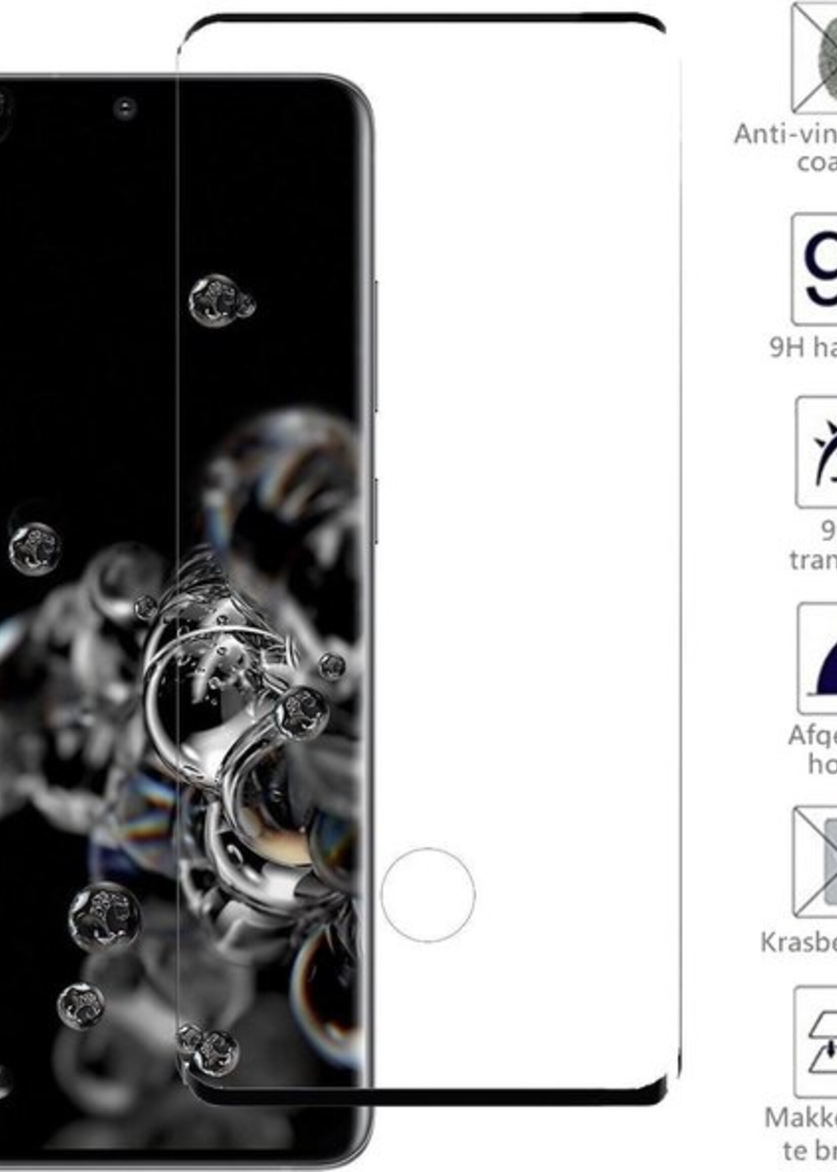 BTH Hoesje Geschikt voor Samsung S20 Ultra Hoesje Siliconen Case Hoes Met Screenprotector - Hoes Geschikt voor Samsung Galaxy S20 Ultra Hoes Cover Case - Zwart