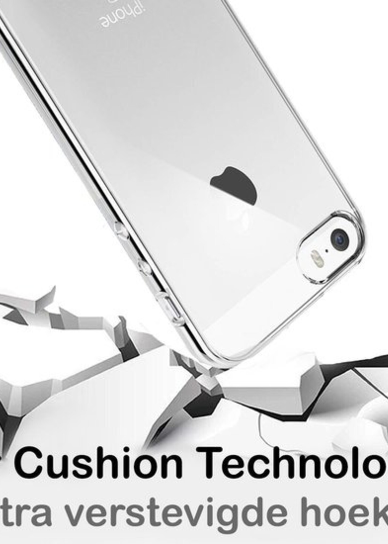 BTH Hoesje Geschikt voor iPhone 5 Hoesje Siliconen Case Hoes - Hoes Geschikt voor iPhone 5 Hoes Cover Case - Transparant