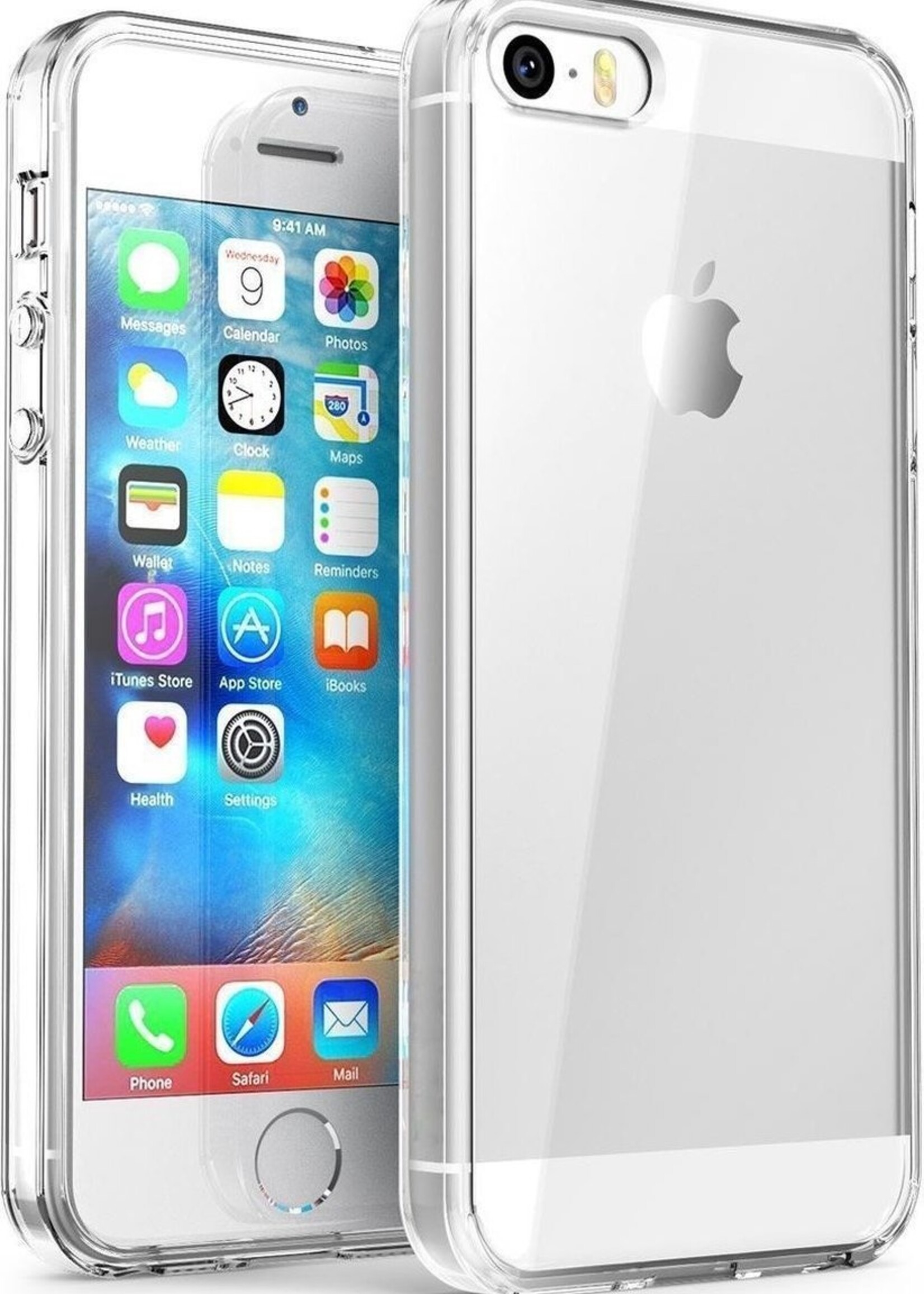 BTH Hoesje Geschikt voor iPhone 5 SE Hoesje Siliconen Case Hoes - Hoes Geschikt voor iPhone 5 SE Hoes Cover Case - Transparant