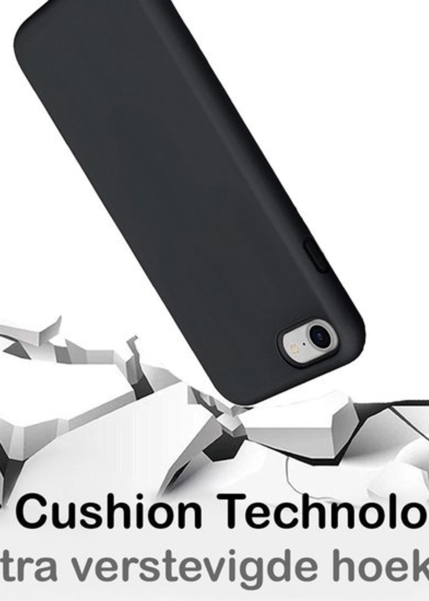 BTH Hoesje Geschikt voor iPhone 5s Hoesje Siliconen Case Hoes - Hoes Geschikt voor iPhone 5s Hoes Cover Case - Zwart