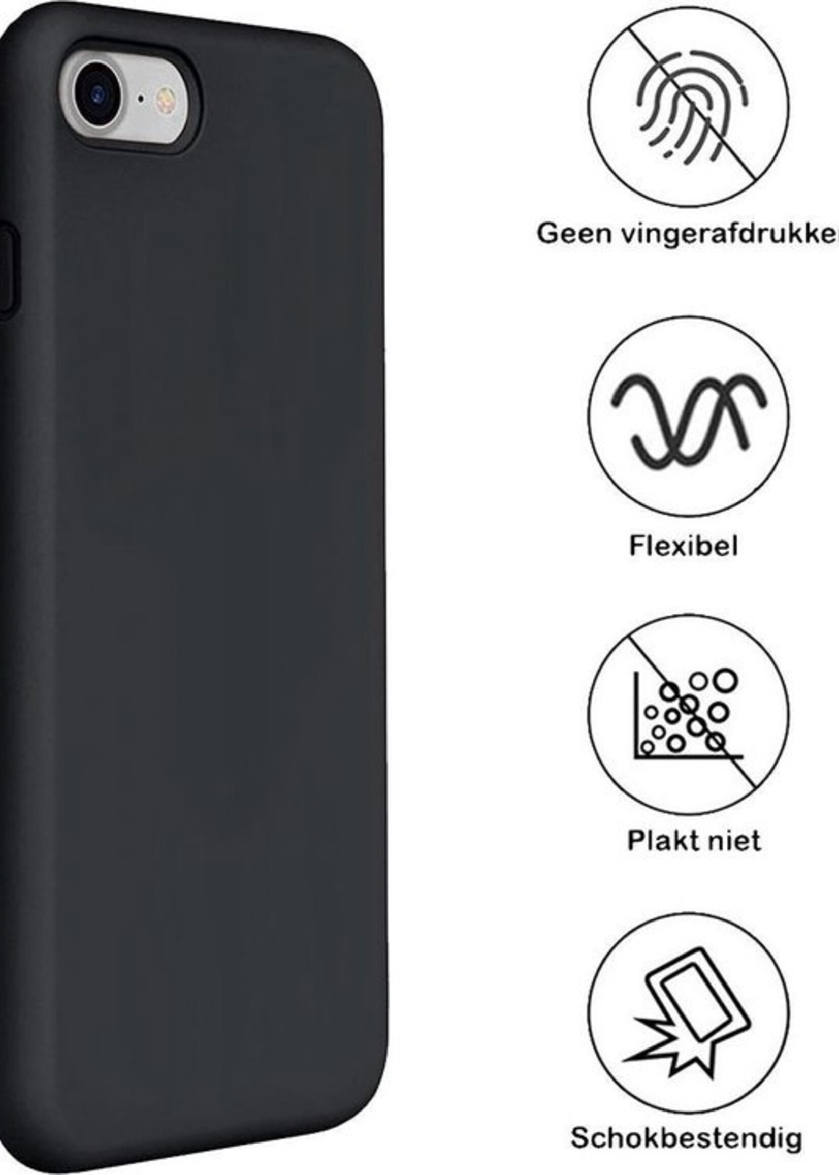 BTH Hoesje Geschikt voor iPhone 5/5s/5SE Hoesje Siliconen Case Hoes - Hoes Geschikt voor iPhone 5/5s/5SE Hoes Cover Case - Zwart