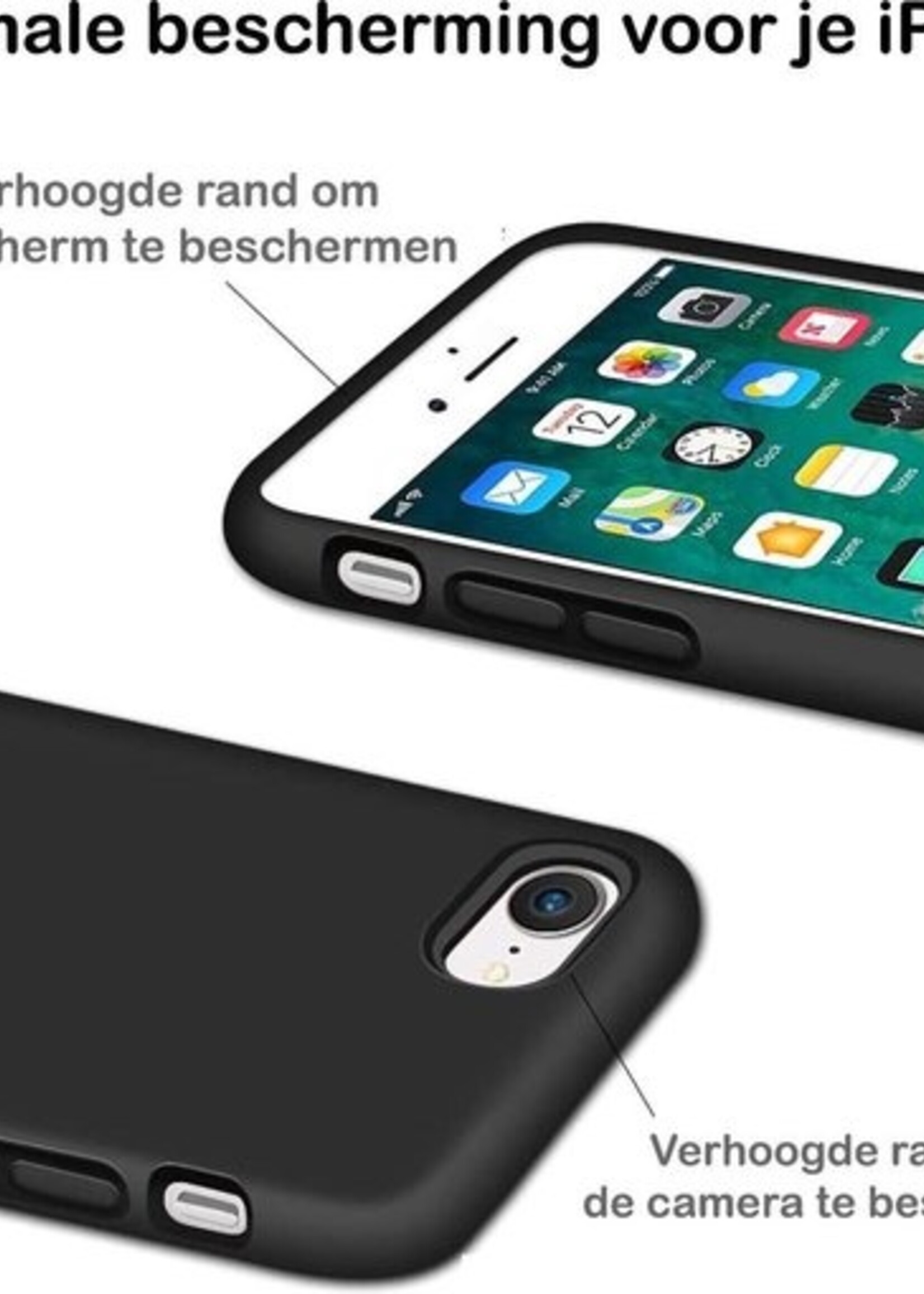 BTH Hoesje Geschikt voor iPhone 5/5s/5SE Hoesje Siliconen Case Hoes - Hoes Geschikt voor iPhone 5/5s/5SE Hoes Cover Case - Zwart