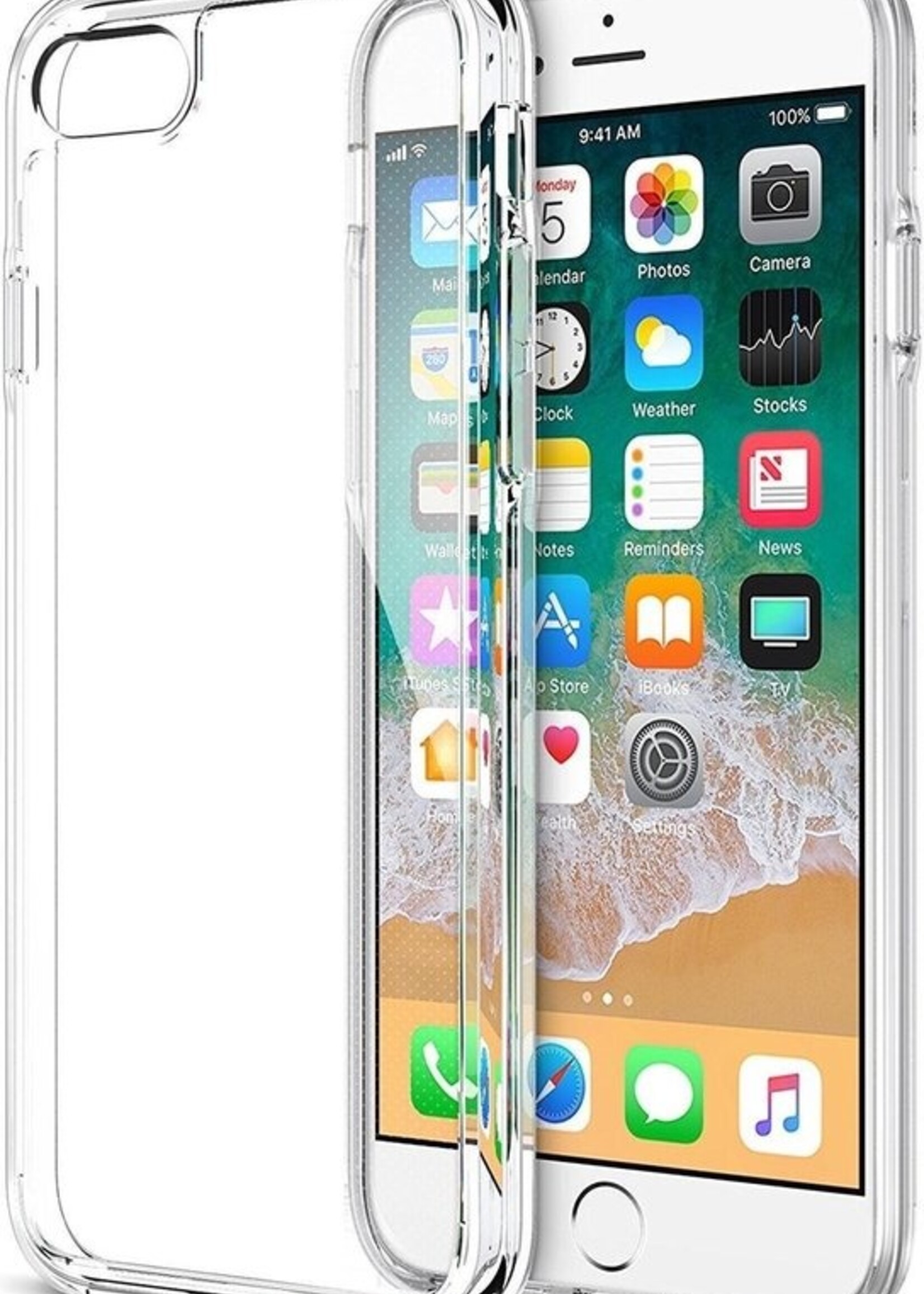 BTH Hoesje Geschikt voor iPhone 6 Hoesje Siliconen Case Hoes - Hoes Geschikt voor iPhone 6 Hoes Cover Case - Transparant