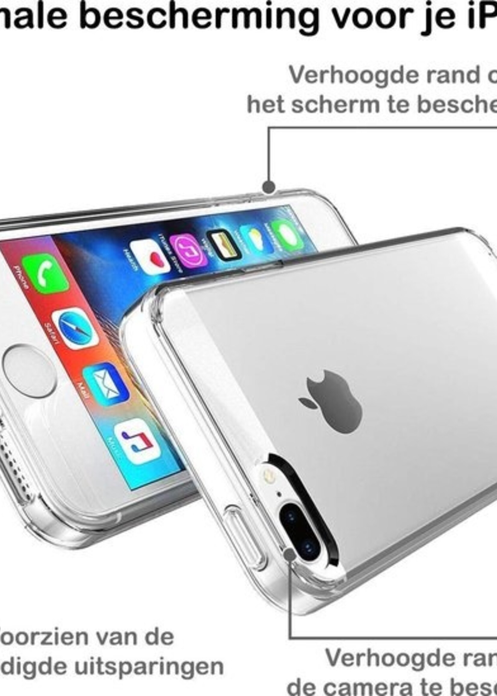 BTH Hoesje Geschikt voor iPhone 7 Plus Hoesje Siliconen Case Hoes - Hoes Geschikt voor iPhone 7 Plus Hoes Cover Case - Transparant