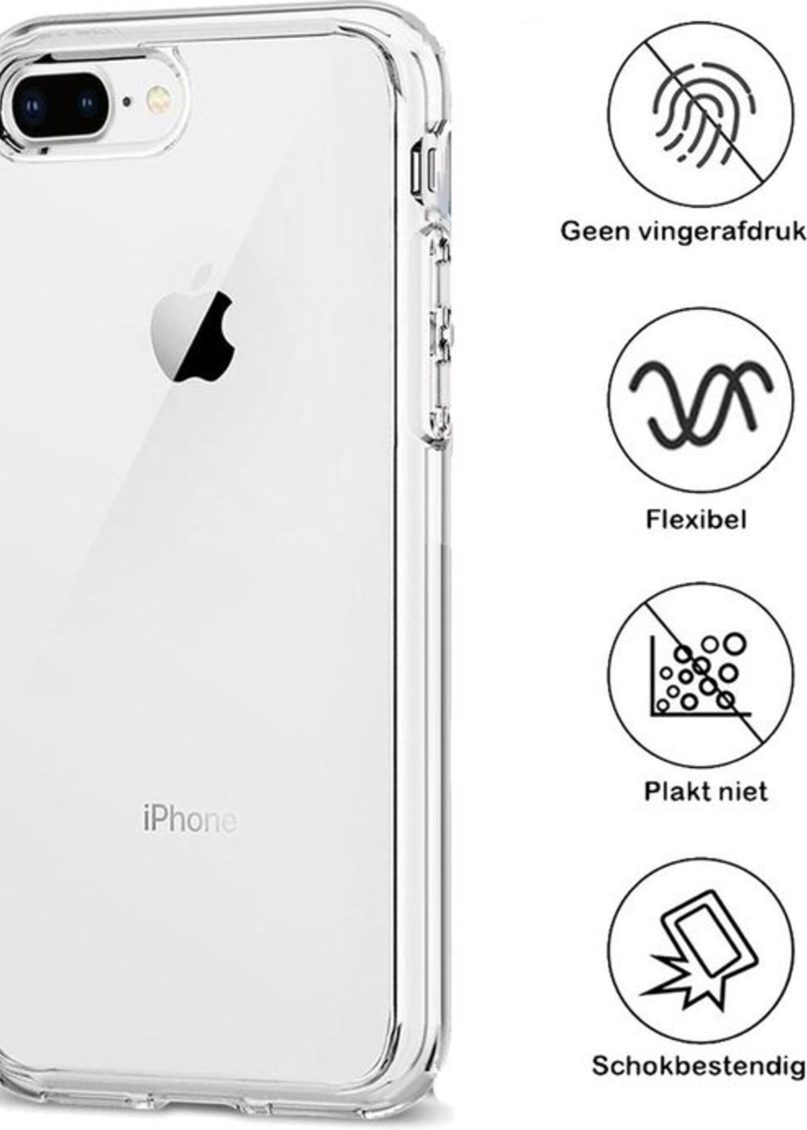 BTH Hoesje Geschikt voor iPhone 8 Plus Hoesje Siliconen Case Hoes - Hoes Geschikt voor iPhone 8 Plus Hoes Cover Case - Transparant