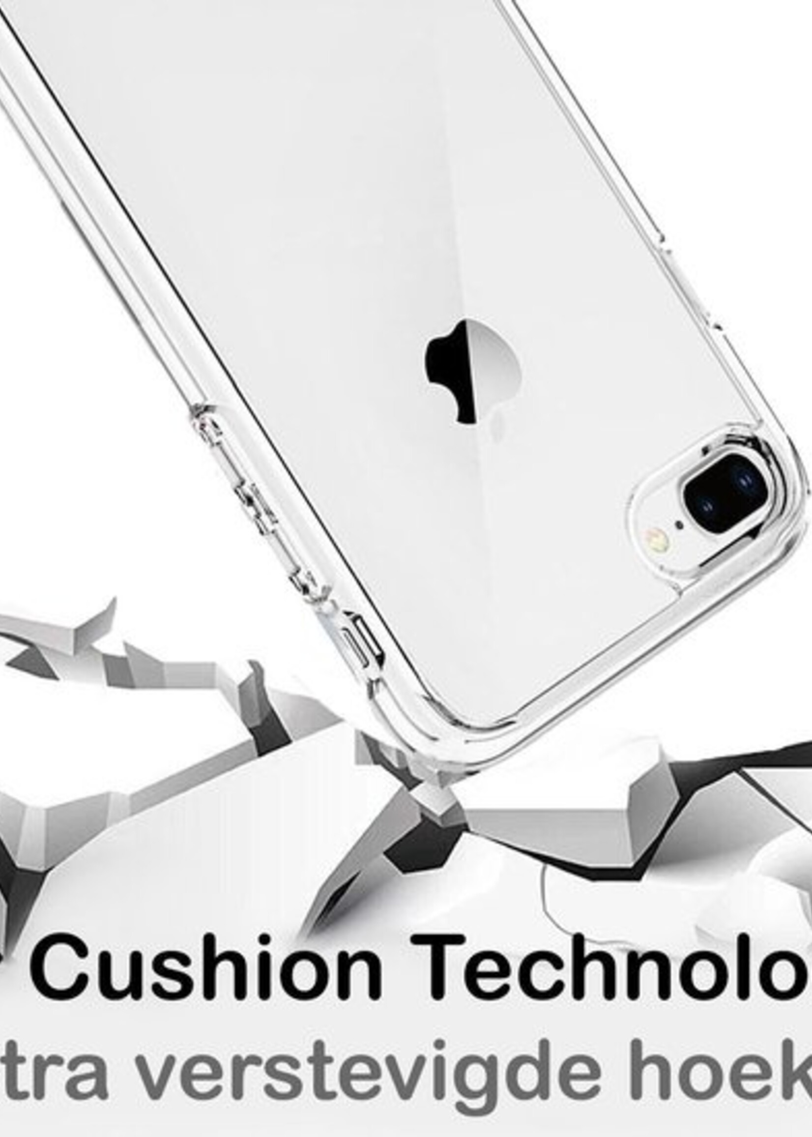 BTH Hoesje Geschikt voor iPhone 8 Plus Hoesje Siliconen Case Hoes - Hoes Geschikt voor iPhone 8 Plus Hoes Cover Case - Transparant