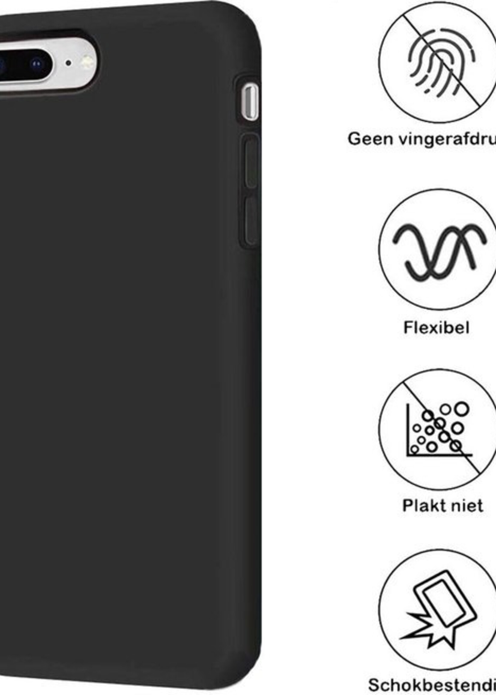 BTH Hoesje Geschikt voor iPhone 8 Plus Hoesje Siliconen Case Hoes - Hoes Geschikt voor iPhone 8 Plus Hoes Cover Case - Zwart