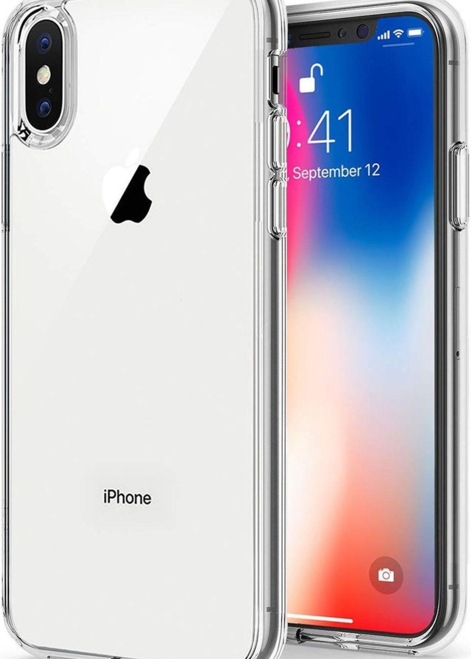 BTH Hoesje Geschikt voor iPhone X Hoesje Siliconen Case Hoes - Hoes Geschikt voor iPhone X Hoes Cover Case - Transparant