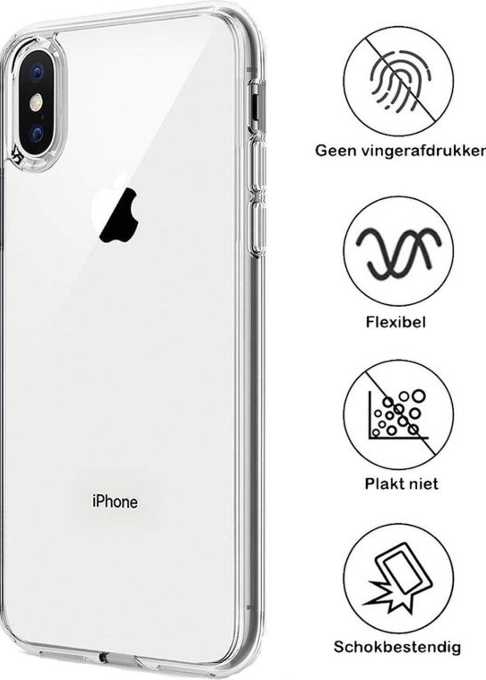 BTH Hoesje Geschikt voor iPhone X Hoesje Siliconen Case Hoes - Hoes Geschikt voor iPhone X Hoes Cover Case - Transparant