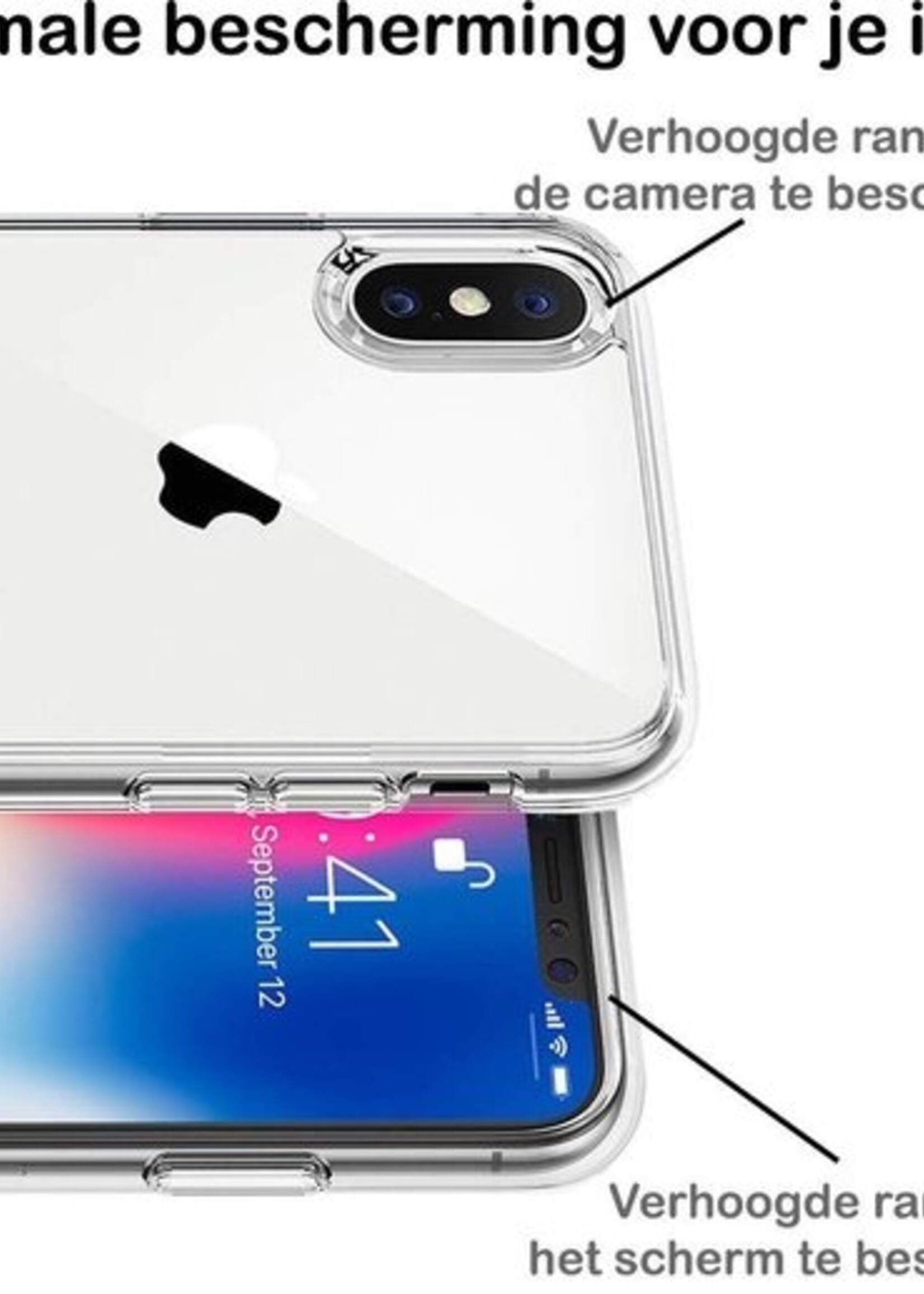 BTH Hoesje Geschikt voor iPhone X Hoesje Siliconen Case Hoes - Hoes Geschikt voor iPhone X Hoes Cover Case - Transparant