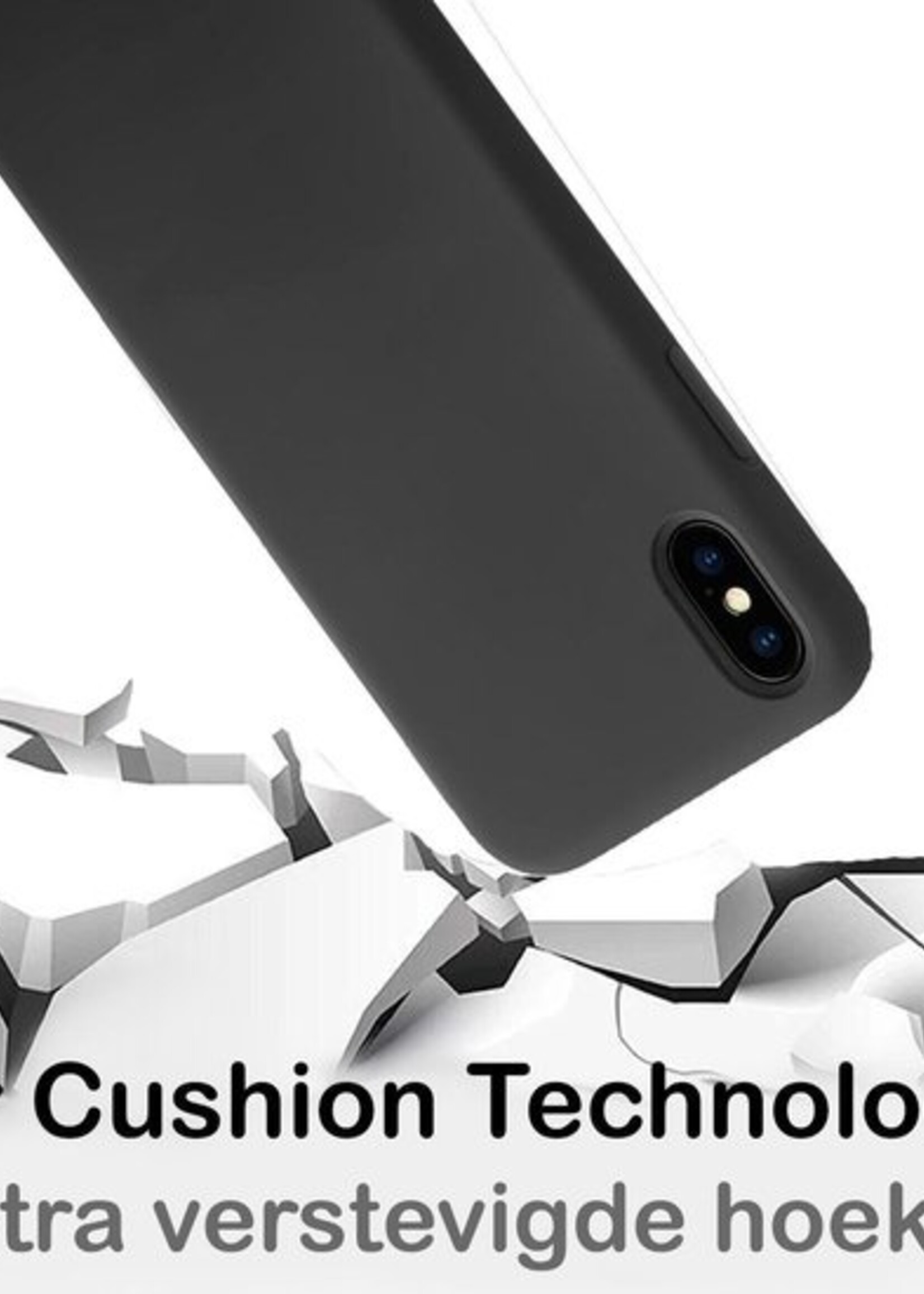 BTH Hoesje Geschikt voor iPhone X Hoesje Siliconen Case Hoes - Hoes Geschikt voor iPhone X Hoes Cover Case - Zwart