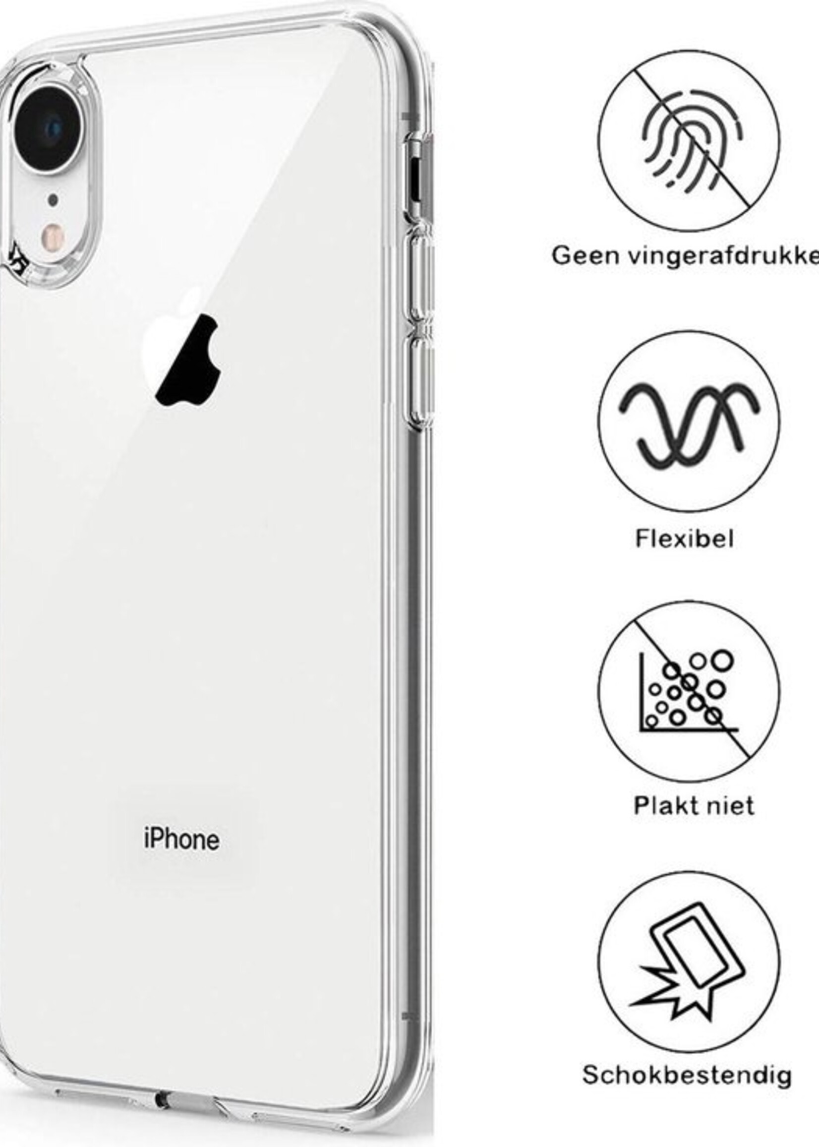 BTH Hoesje Geschikt voor iPhone XR Hoesje Siliconen Case Hoes - Hoes Geschikt voor iPhone XR Hoes Cover Case - Transparant