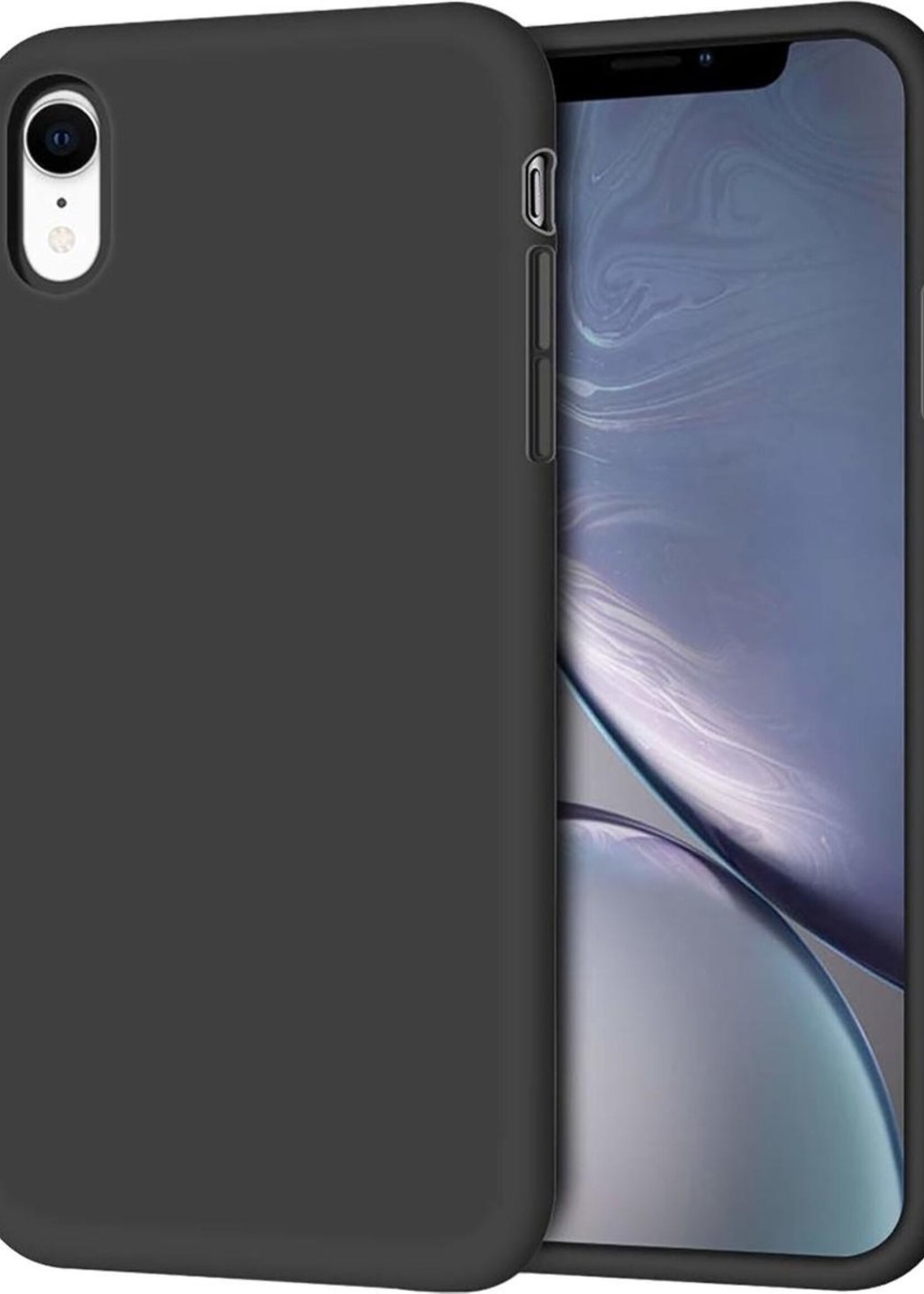 BTH Hoesje Geschikt voor iPhone XR Hoesje Siliconen Case Hoes - Hoes Geschikt voor iPhone XR Hoes Cover Case - Zwart