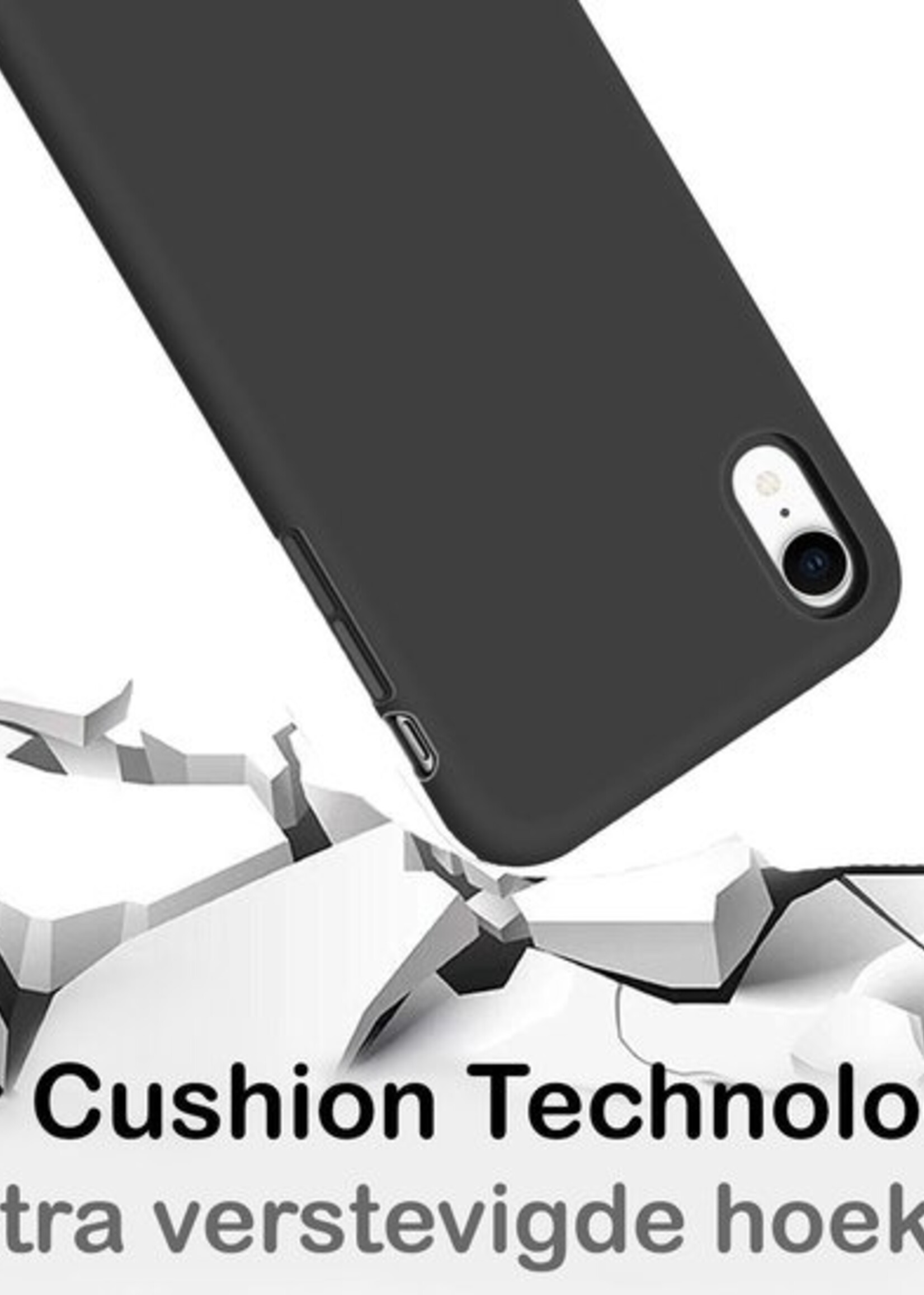 BTH Hoesje Geschikt voor iPhone XR Hoesje Siliconen Case Hoes - Hoes Geschikt voor iPhone XR Hoes Cover Case - Zwart