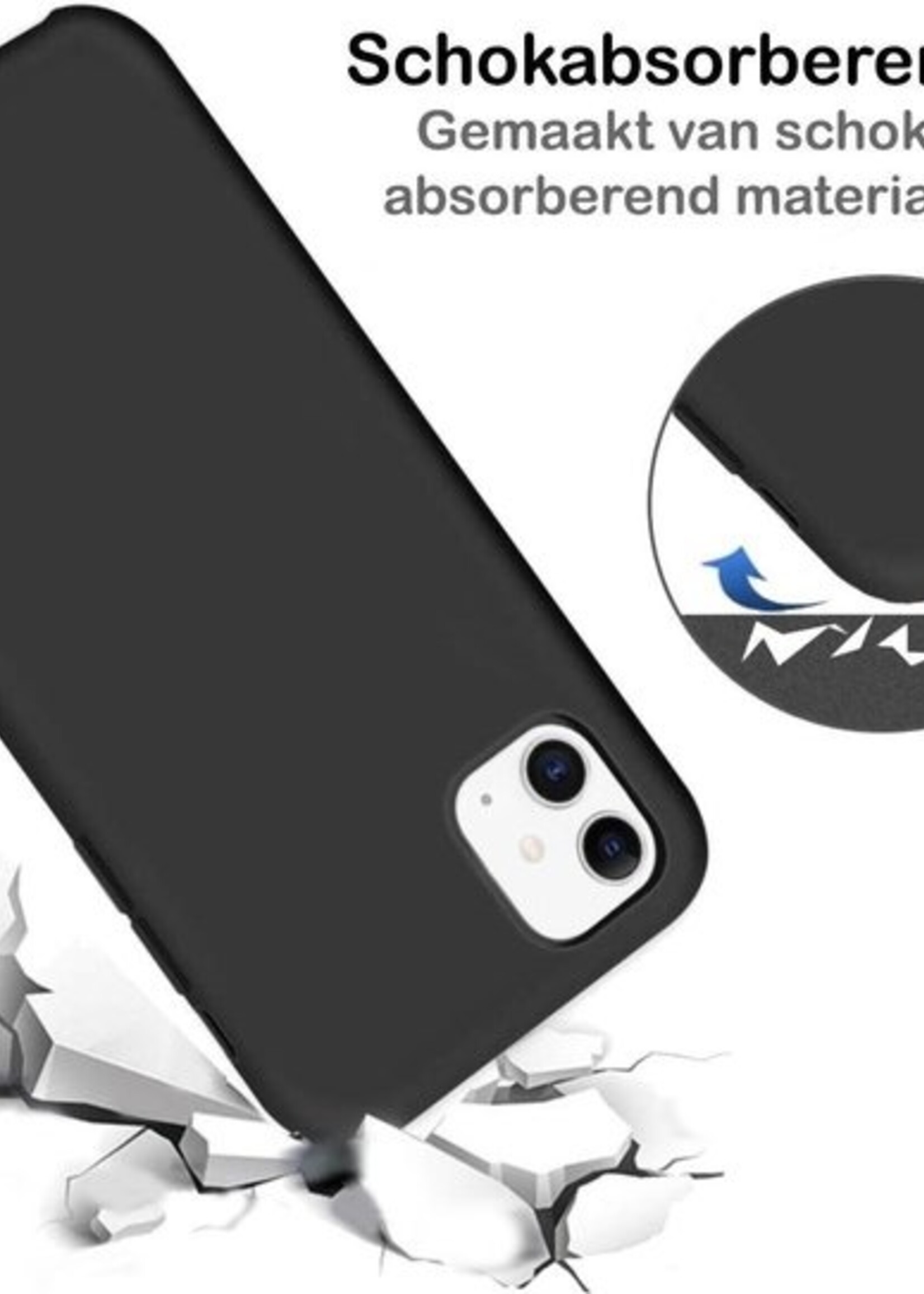 BTH Hoesje Geschikt voor iPhone 11 Hoesje Siliconen Case Hoes - Hoes Geschikt voor iPhone 11 Hoes Cover Case - Zwart