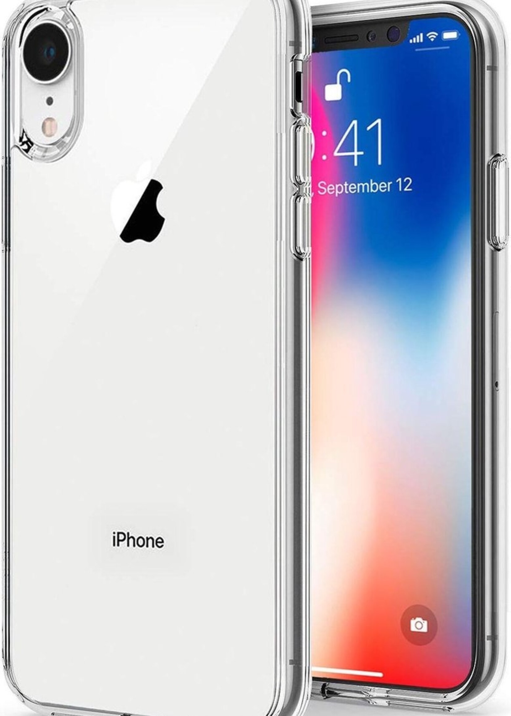 BTH Hoesje Geschikt voor iPhone XR Hoesje Siliconen Case Hoes - Hoes Geschikt voor iPhone XR Hoes Cover Case - Transparant