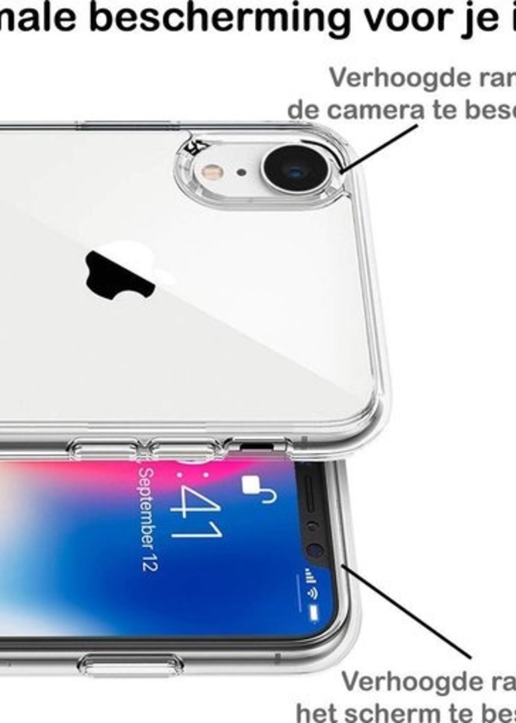 BTH Hoesje Geschikt voor iPhone XR Hoesje Siliconen Case Hoes - Hoes Geschikt voor iPhone XR Hoes Cover Case - Transparant