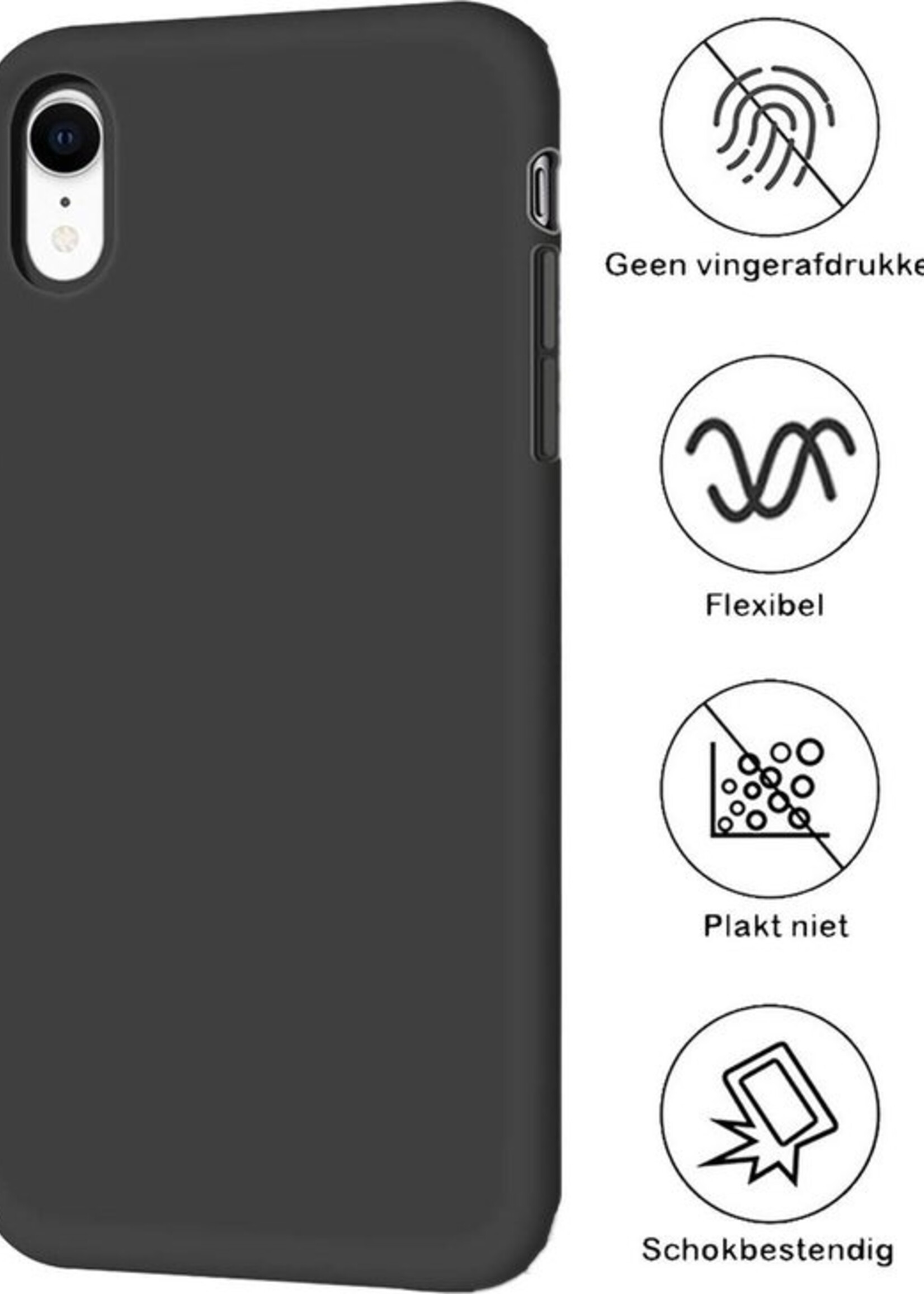 BTH Hoesje Geschikt voor iPhone XR Hoesje Siliconen Case Hoes - Hoes Geschikt voor iPhone XR Hoes Cover Case - Zwart