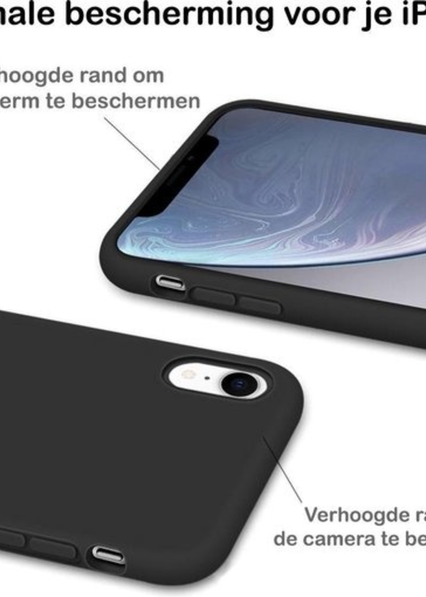 BTH Hoesje Geschikt voor iPhone XR Hoesje Siliconen Case Hoes - Hoes Geschikt voor iPhone XR Hoes Cover Case - Zwart