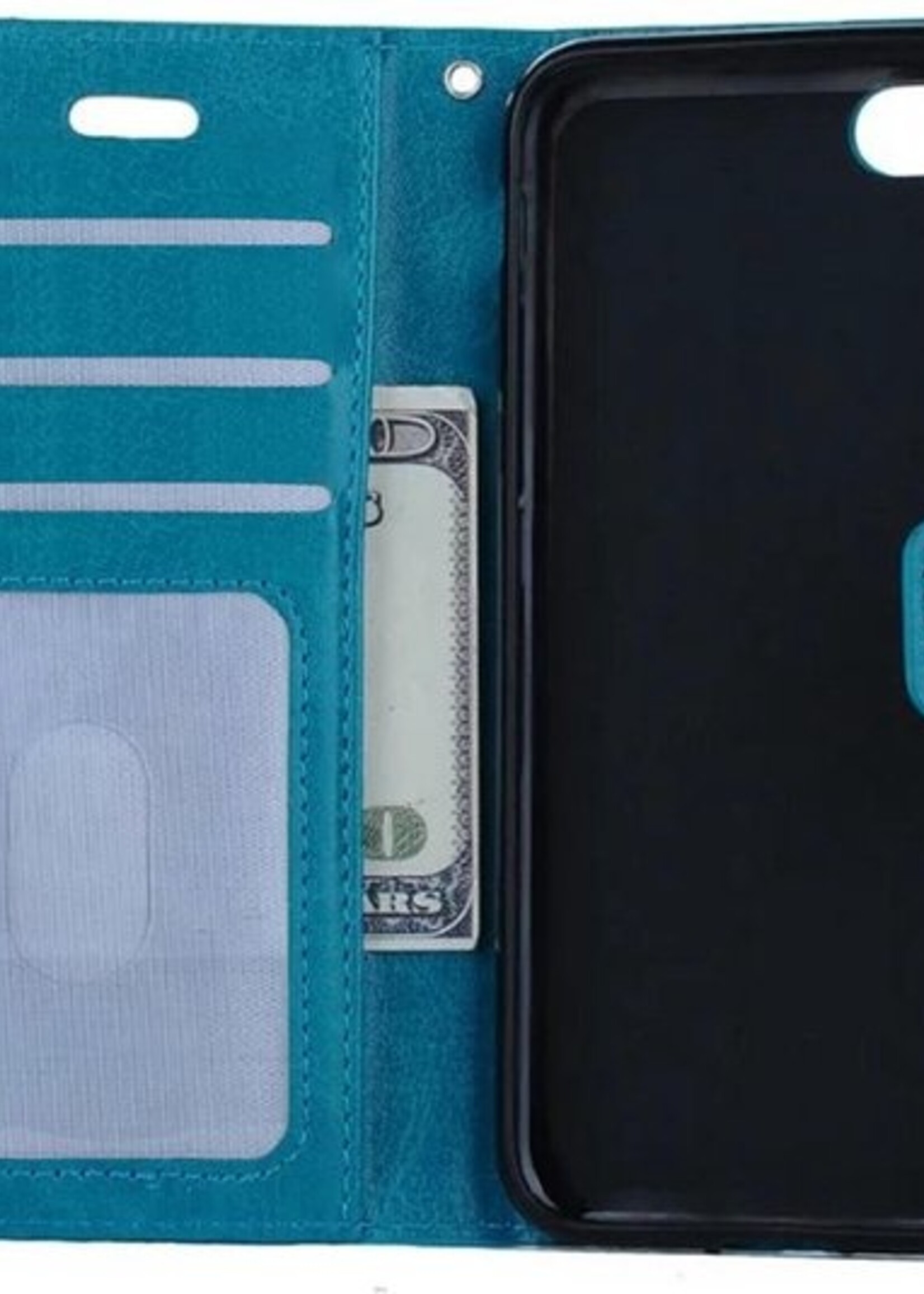 BTH Hoesje Geschikt voor iPhone 8 Hoesje Book Case Hoes Portemonnee Cover Walletcase - Hoes Geschikt voor iPhone 8 Hoes Bookcase Hoesje - Turquoise