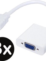 BTH BTH HDMI Male naar VGA female Adapter Converter - Wit - 3 PACK
