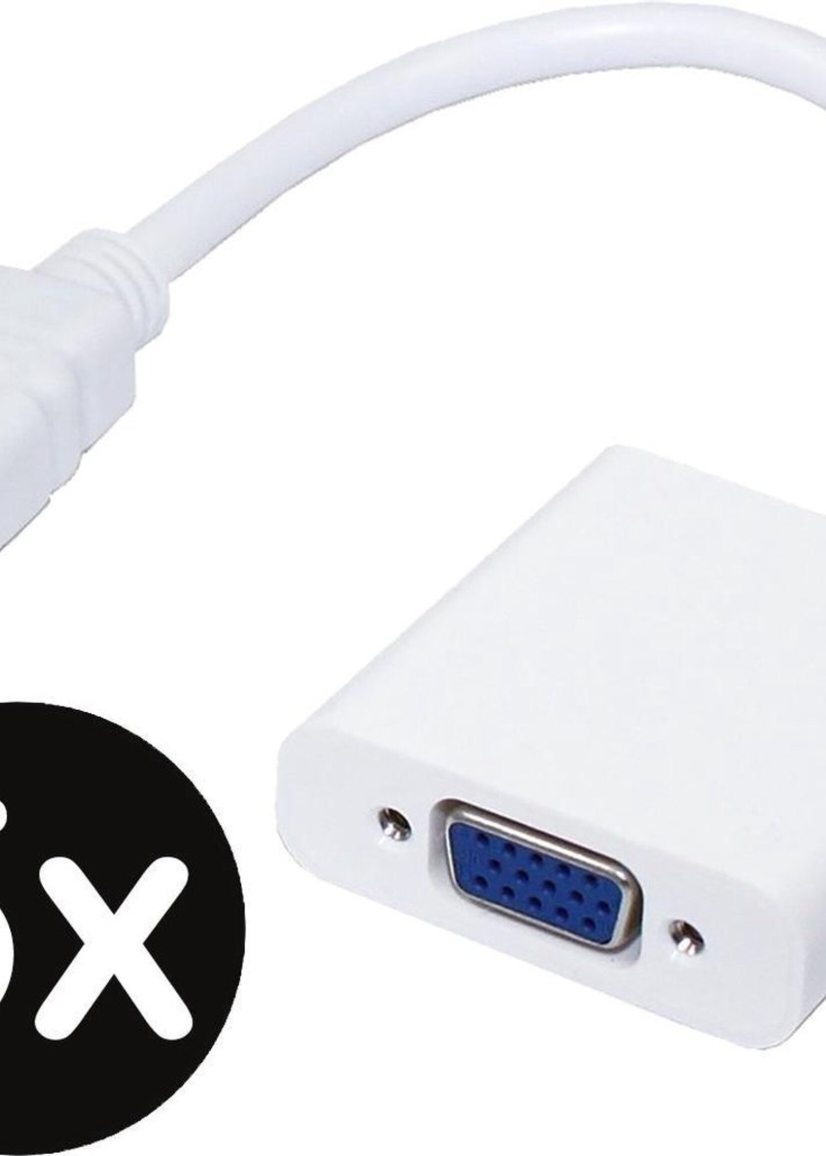 BTH HDMI naar VGA Adapter Kabel Converter 1080p Full HD - Wit - 5 PACK