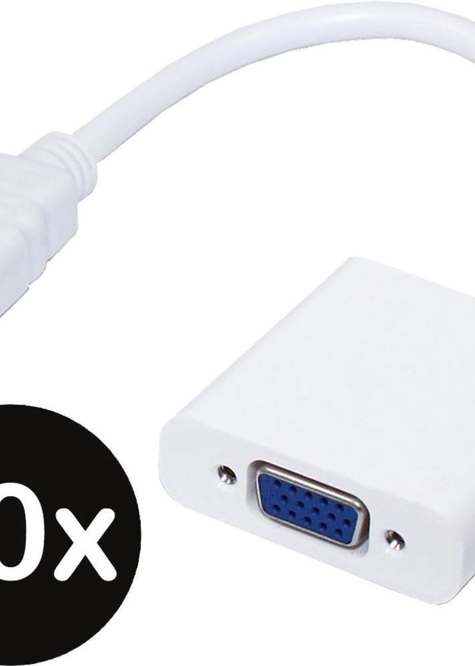 BTH HDMI naar VGA Adapter Kabel Converter 1080p Full HD - Wit - 10 PACK