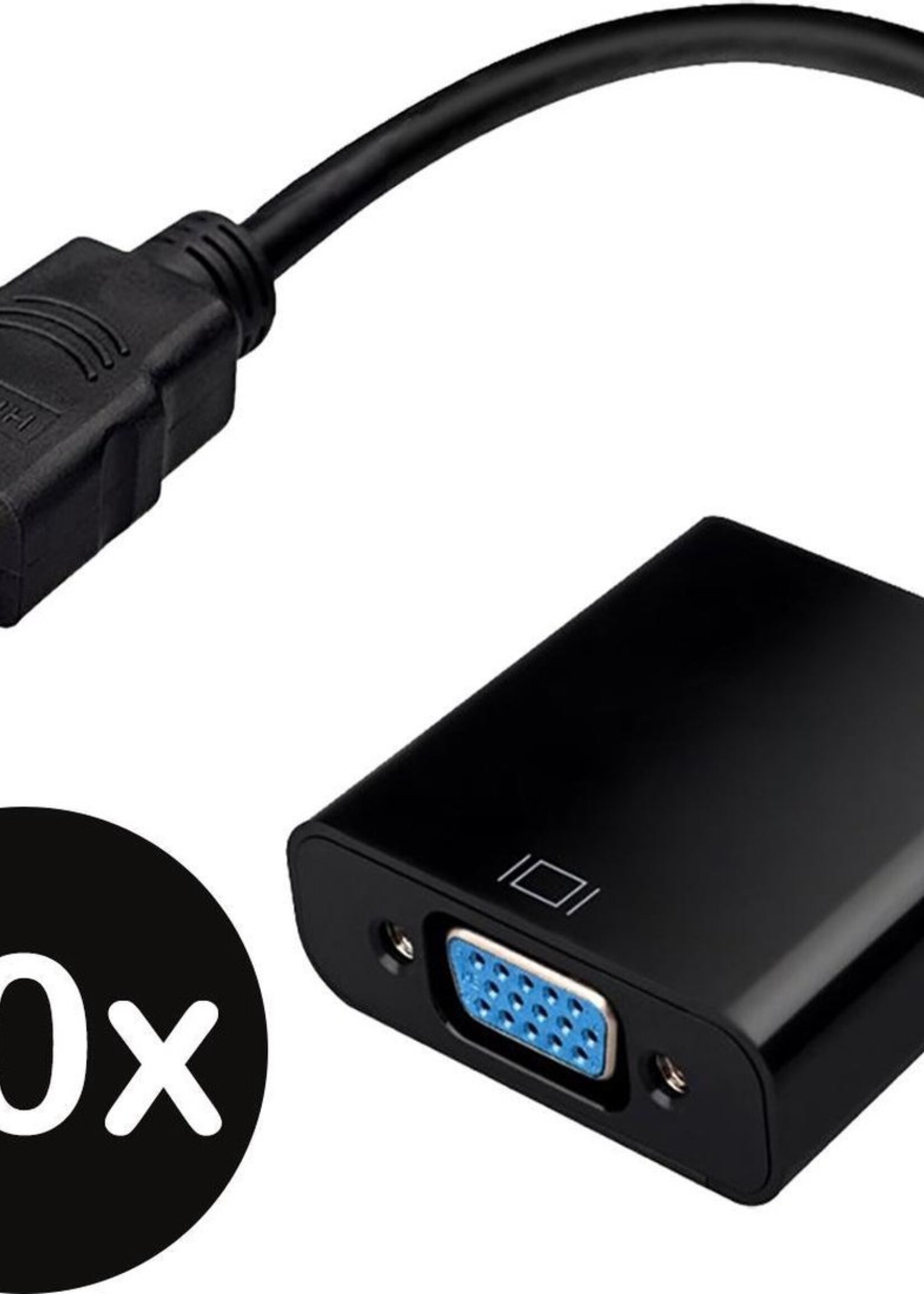 BTH HDMI naar VGA Adapter Kabel Converter 1080p Full HD - Zwart - 10 PACK