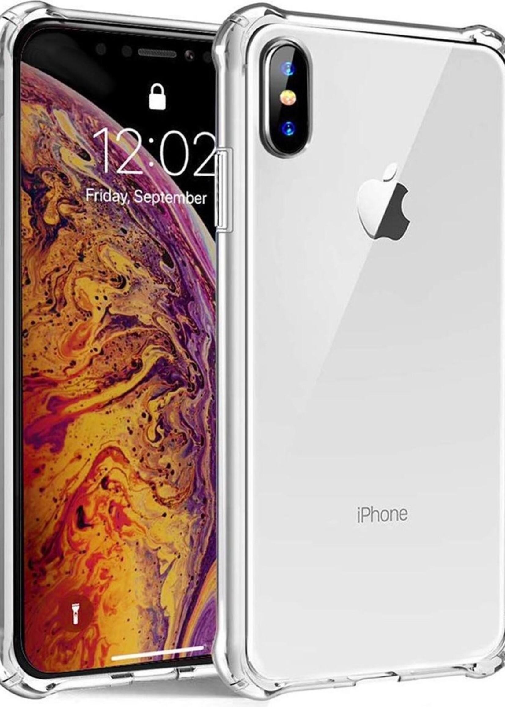 BTH Hoesje Geschikt voor iPhone Xs Max Hoesje Siliconen Shock Proof Case Hoes - Hoes Geschikt voor iPhone Xs Max Hoes Cover Case Shockproof - Transparant