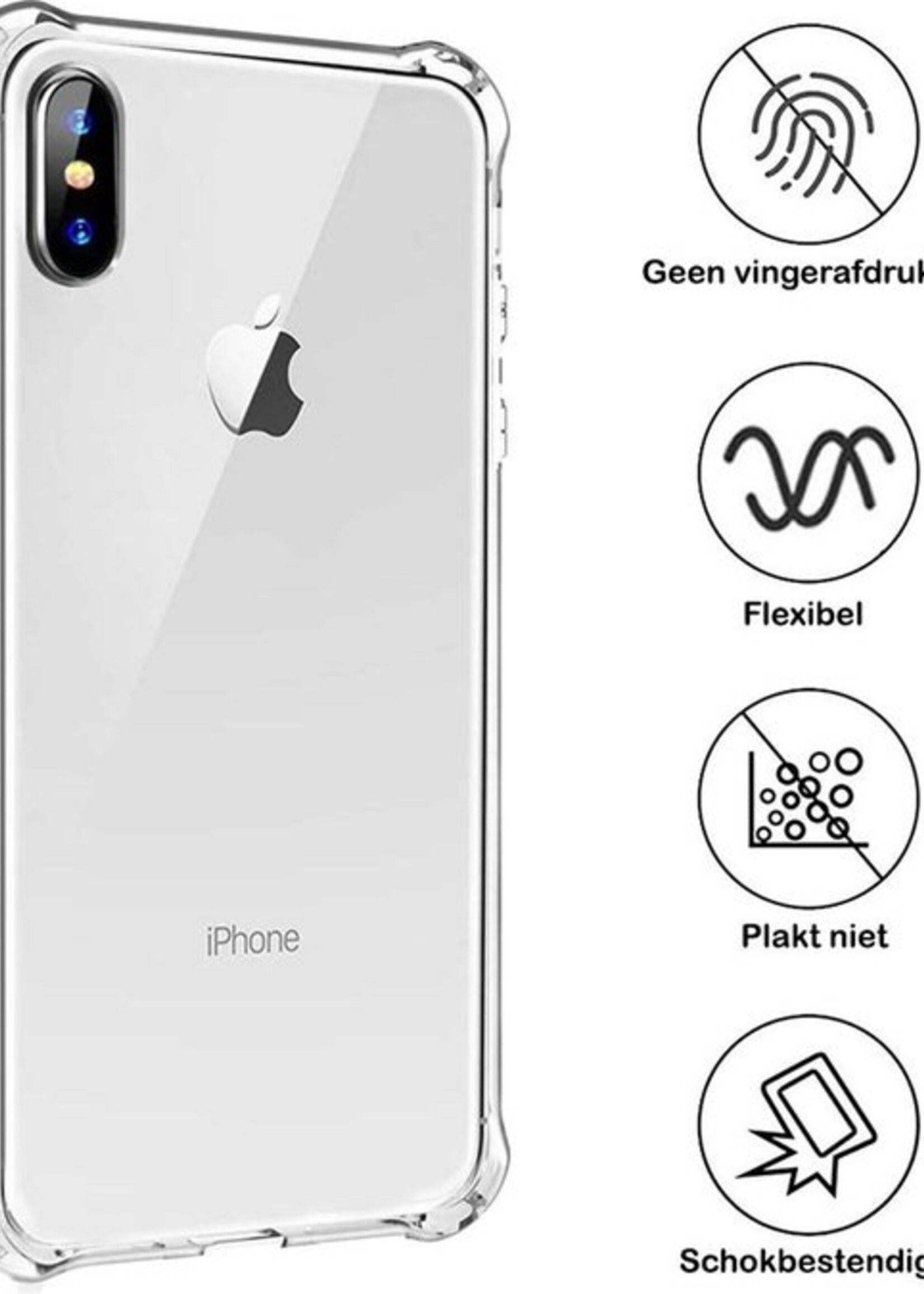 BTH Hoesje Geschikt voor iPhone Xs Max Hoesje Siliconen Shock Proof Case Hoes - Hoes Geschikt voor iPhone Xs Max Hoes Cover Case Shockproof - Transparant