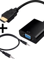 BTH BTH HDMI Male naar VGA female Adapter Converter met 3.5mm audiokabel - Zwart