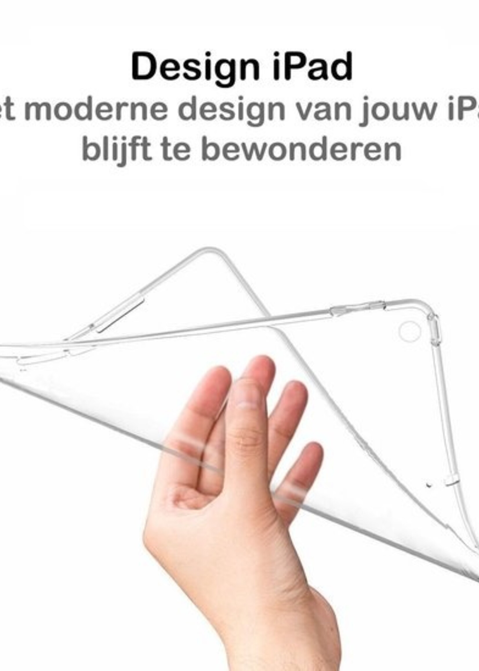 BTH Hoes Geschikt voor iPad 10.2 2019 Hoesje Siliconen Case Hoes Back Cover Met Screenprotector - Transparant