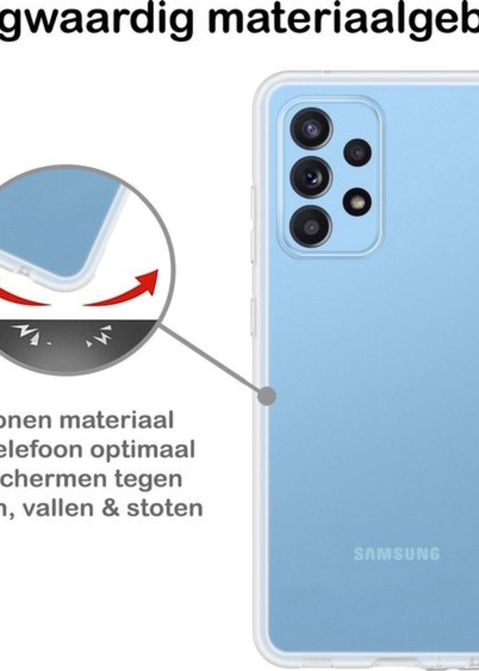 BTH Hoesje Geschikt voor Samsung A52 Hoesje Siliconen Case Hoes Met Screenprotector - Hoes Geschikt voor Samsung Galaxy A52 Hoes Cover Case - Transparant