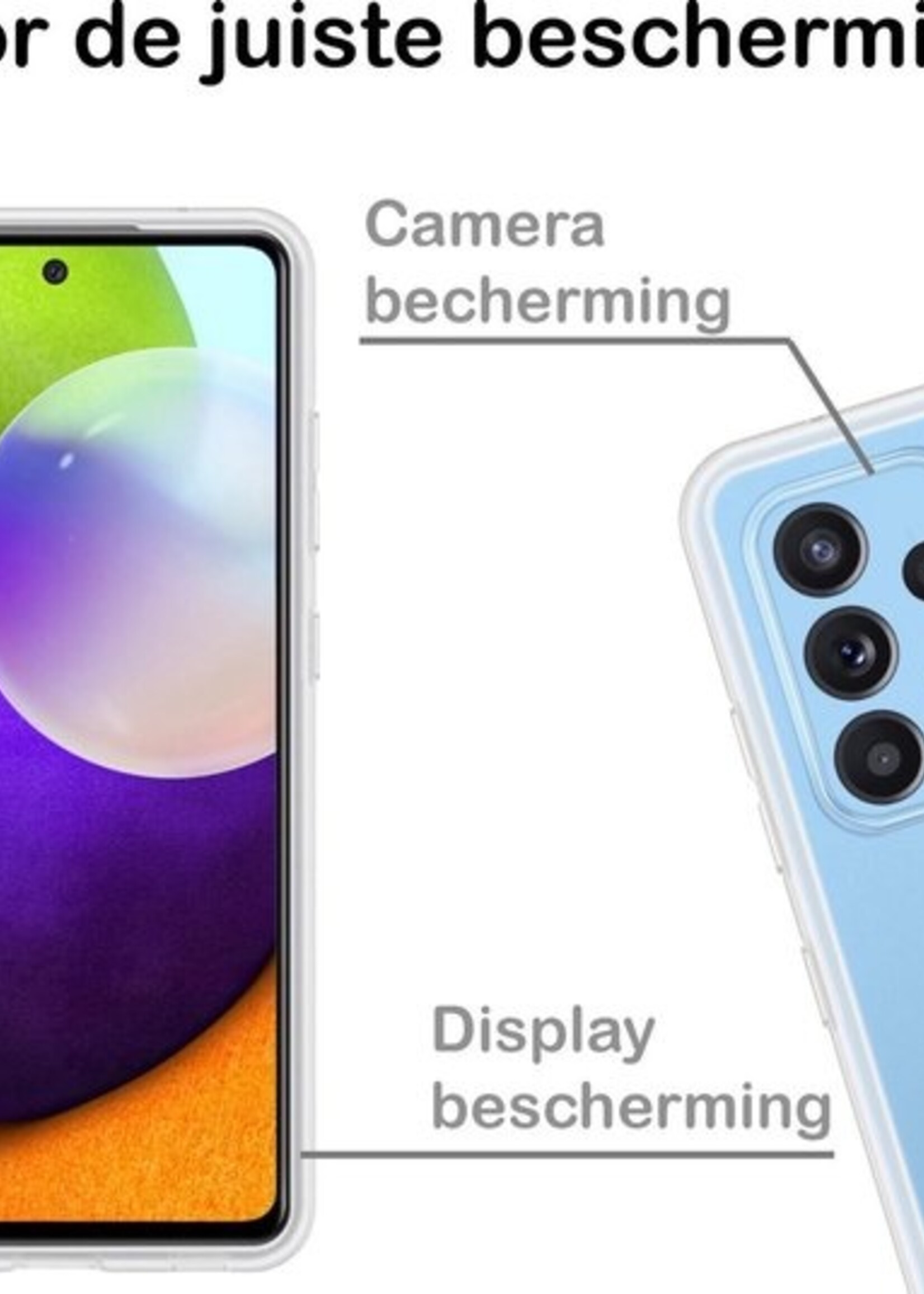 BTH Hoesje Geschikt voor Samsung A52 Hoesje Siliconen Case Hoes Met Screenprotector - Hoes Geschikt voor Samsung Galaxy A52 Hoes Cover Case - Transparant