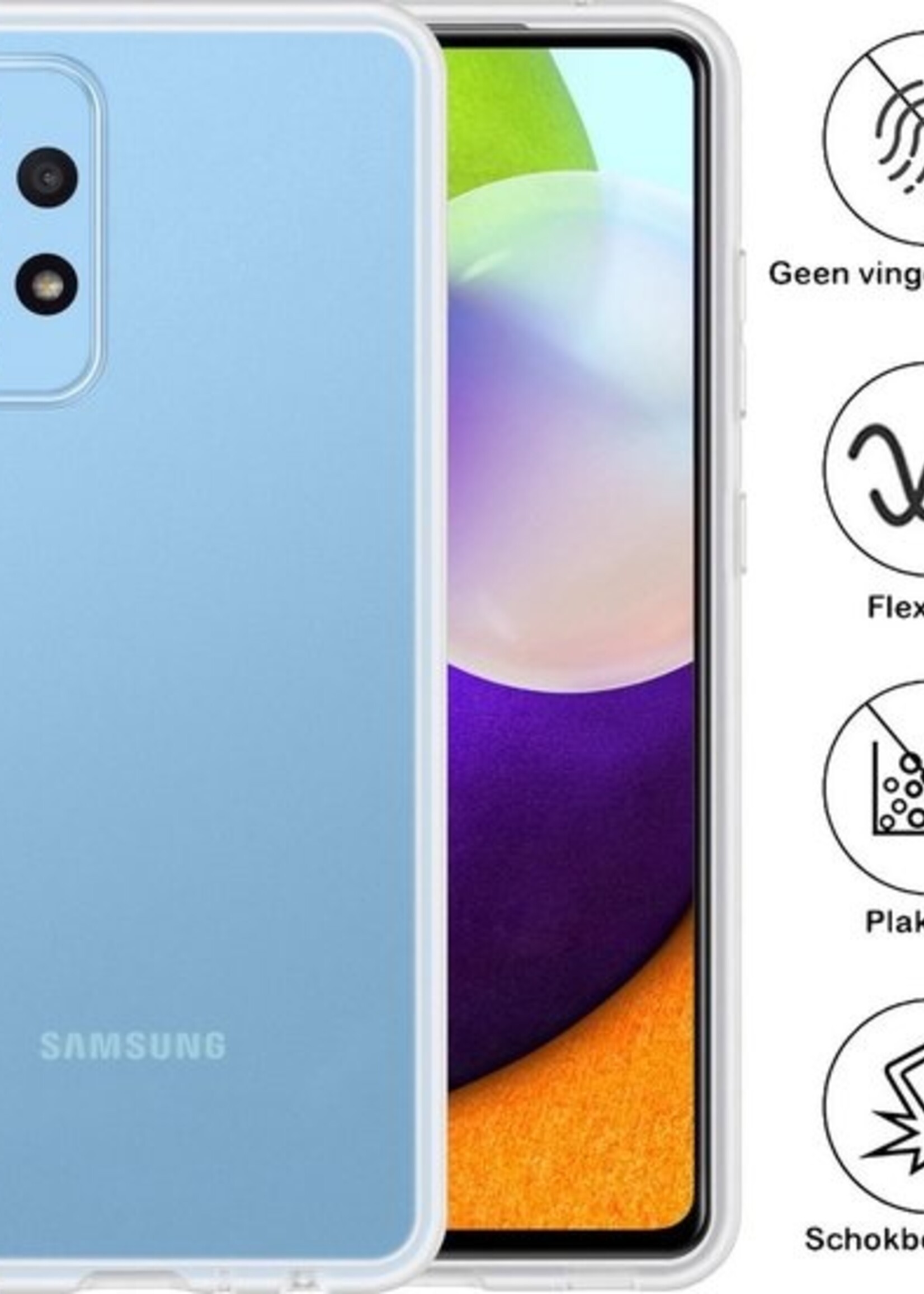 BTH Hoesje Geschikt voor Samsung A52 Hoesje Siliconen Case Hoes Met Screenprotector - Hoes Geschikt voor Samsung Galaxy A52 Hoes Cover Case - Transparant