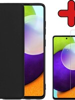 BTH BTH Samsung Galaxy A52 hoesje siliconen zwart met screenprotector