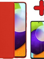 BTH BTH Samsung Galaxy A52 hoesje siliconen rood met screenprotector