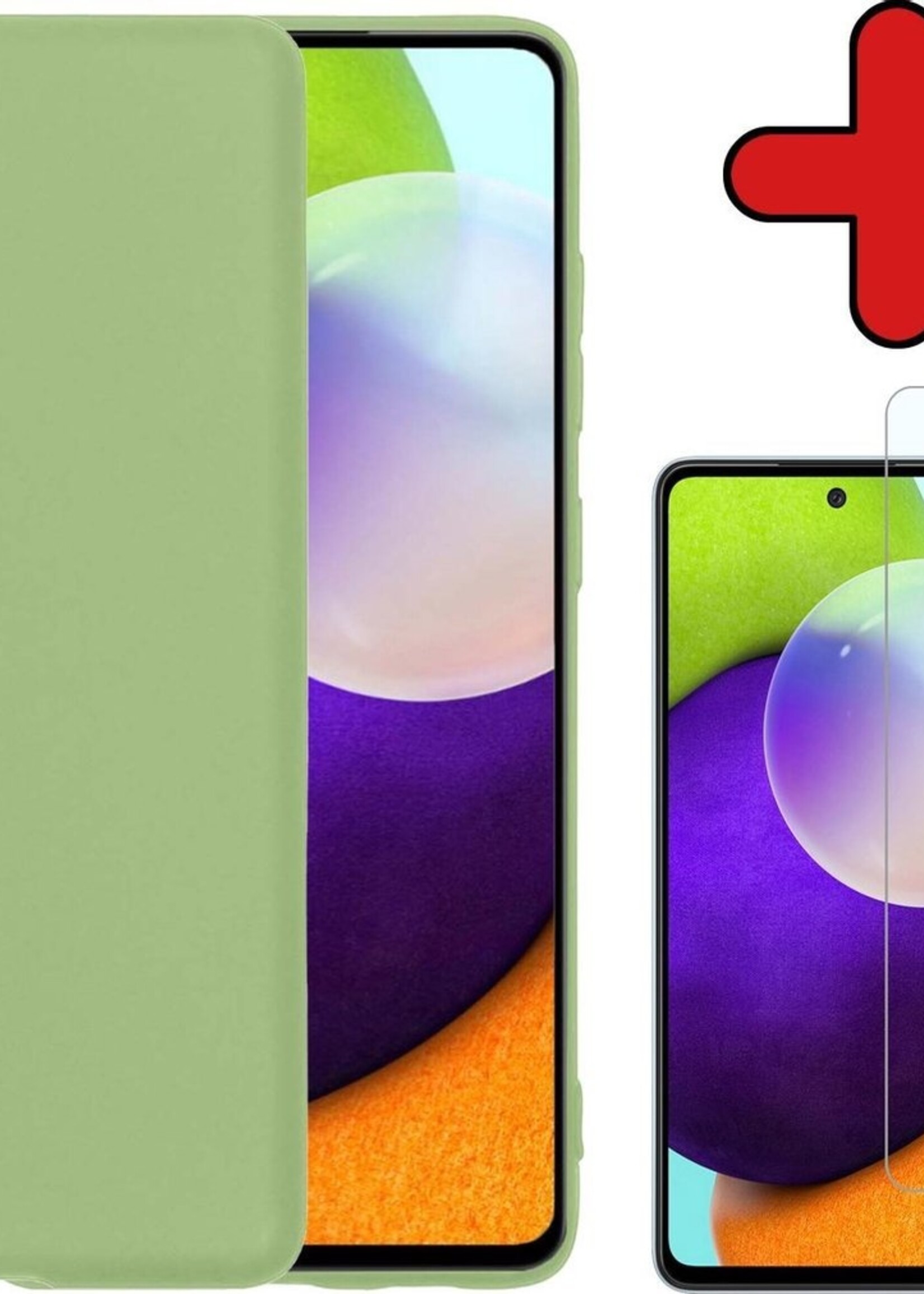 BTH Hoesje Geschikt voor Samsung A52 Hoesje Siliconen Case Hoes Met Screenprotector - Hoes Geschikt voor Samsung Galaxy A52 Hoes Cover Case - Groen