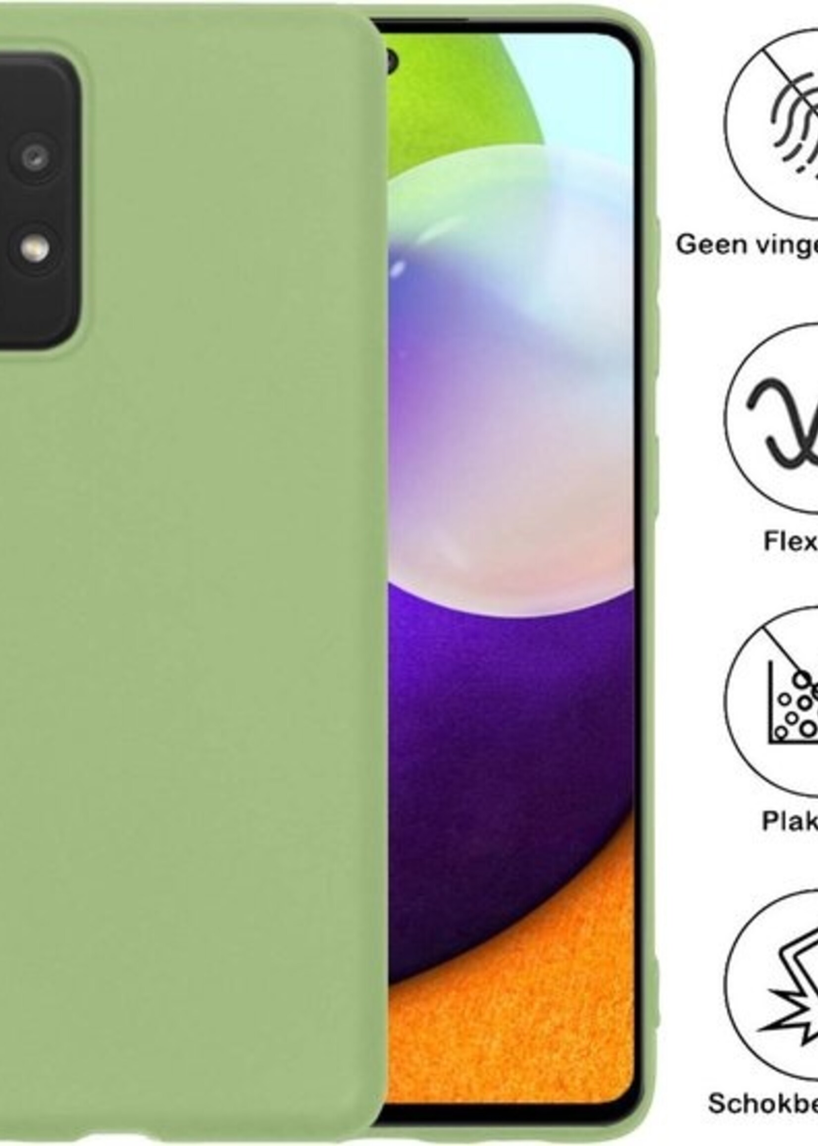 BTH Hoesje Geschikt voor Samsung A52 Hoesje Siliconen Case Hoes Met Screenprotector - Hoes Geschikt voor Samsung Galaxy A52 Hoes Cover Case - Groen