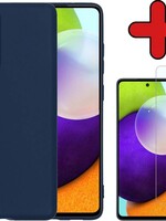 BTH BTH Samsung Galaxy A52 hoesje siliconen donkerblauw met screenprotector