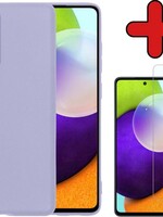 BTH BTH Samsung Galaxy A52 hoesje siliconen lila met screenprotector
