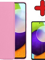 BTH BTH Samsung Galaxy A52 hoesje siliconen lichtroze met screenprotector