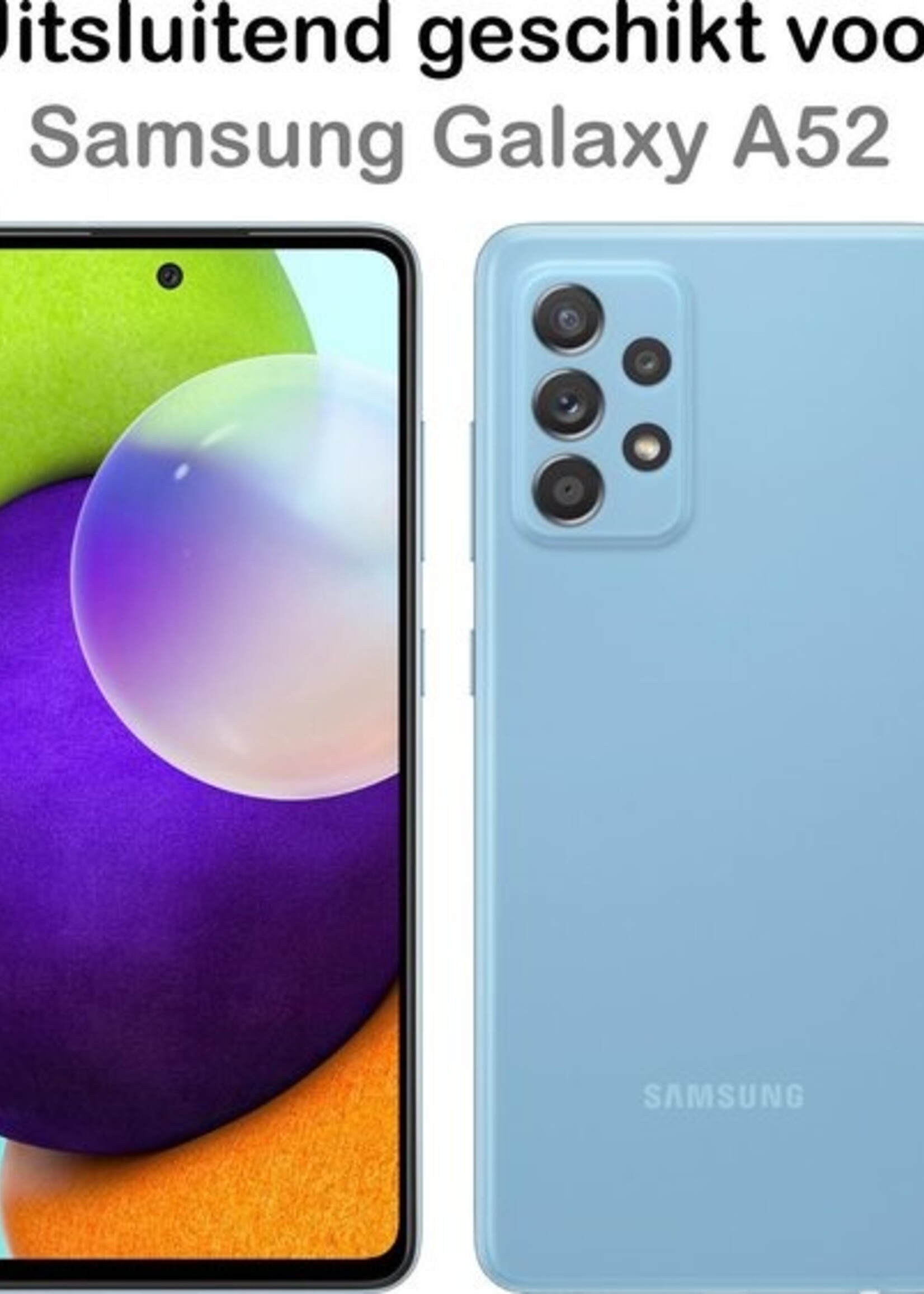 BTH Hoesje Geschikt voor Samsung A52 Hoesje Siliconen Shock Proof Case Hoes Met 2x Screenprotector - Hoes Geschikt voor Samsung Galaxy A52 Hoes Cover Case Shockproof - Transparant
