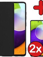 BTH BTH Samsung Galaxy A52 hoesje siliconen zwart met 2x screenprotector
