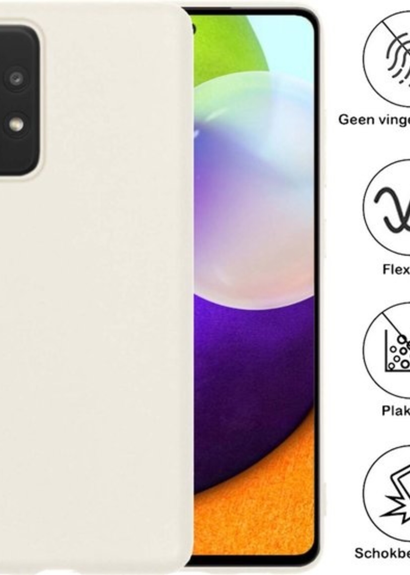 BTH Hoesje Geschikt voor Samsung A52 Hoesje Siliconen Case Hoes Met 2x Screenprotector - Hoes Geschikt voor Samsung Galaxy A52 Hoes Cover Case - Wit