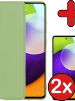 BTH BTH Samsung Galaxy A52 hoesje siliconen groen met 2x screenprotector