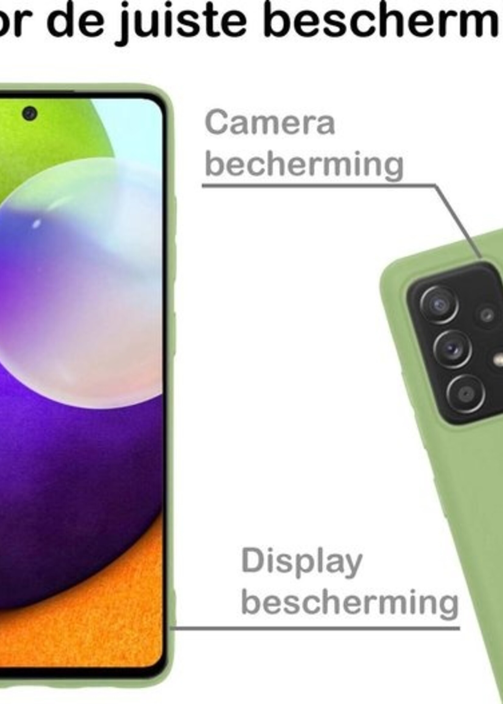 BTH Hoesje Geschikt voor Samsung A52 Hoesje Siliconen Case Hoes Met 2x Screenprotector - Hoes Geschikt voor Samsung Galaxy A52 Hoes Cover Case - Groen