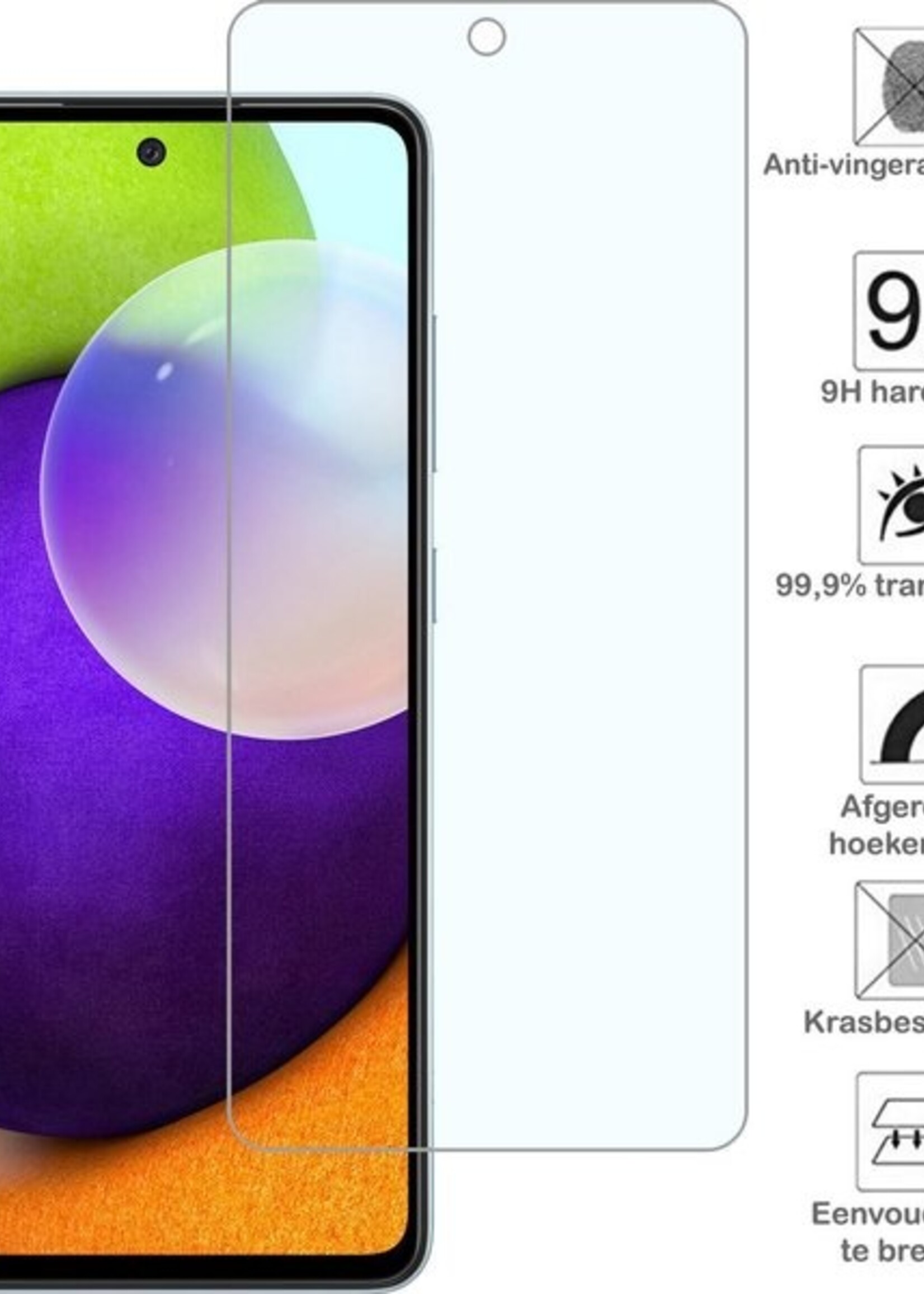 BTH Hoesje Geschikt voor Samsung A52 Hoesje Siliconen Case Hoes Met 2x Screenprotector - Hoes Geschikt voor Samsung Galaxy A52 Hoes Cover Case - Donkerblauw