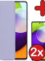 BTH BTH Samsung Galaxy A52 hoesje siliconen lila met 2x screenprotector