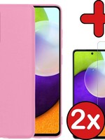 BTH BTH Samsung Galaxy A52 hoesje siliconen lichtroze met 2x screenprotector